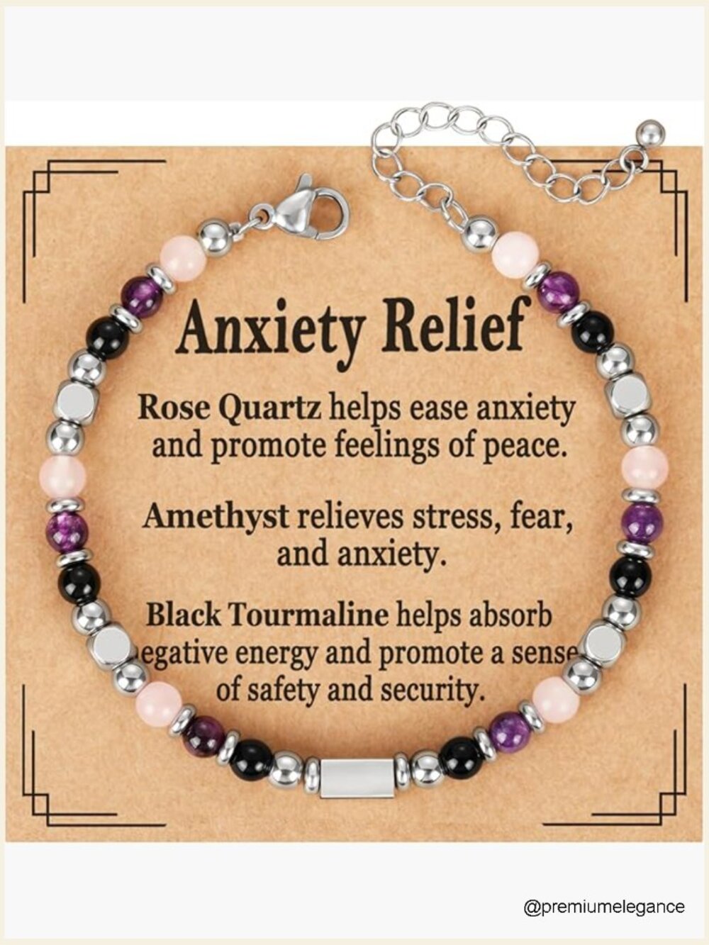 Natural Healing Crystal Bracelet Triple Protection Anxiety Relief New